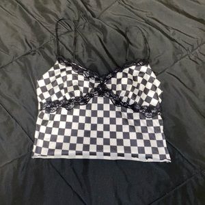 Checkered Crop Tank Top